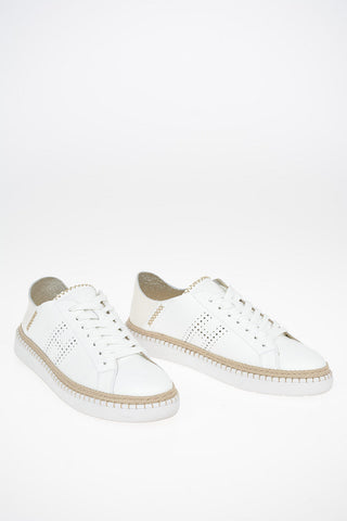 Leather H420 Sneakers With Straw Details
