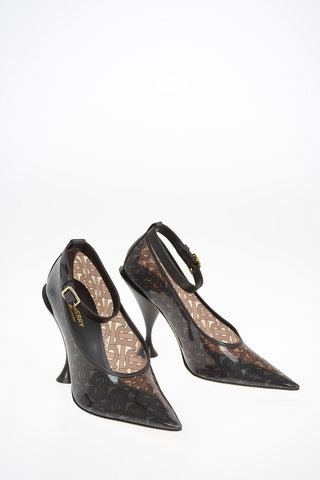 Vinyl TB MONOGRAM Pumps with Spool Heel 12 cm