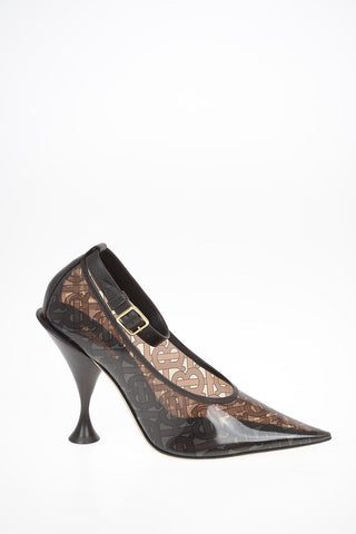 Vinyl TB MONOGRAM Pumps with Spool Heel 12 cm