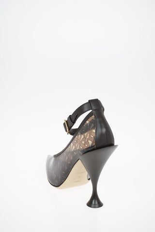 Vinyl TB MONOGRAM Pumps with Spool Heel 12 cm