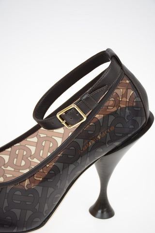 Vinyl TB MONOGRAM Pumps with Spool Heel 12 cm