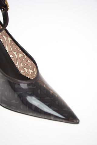 Vinyl TB MONOGRAM Pumps with Spool Heel 12 cm