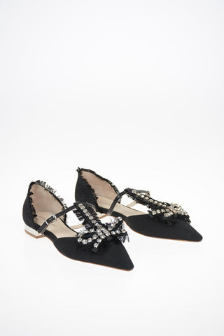 Coated Leather ANNADEA Ballet Flats with Jewel Detail