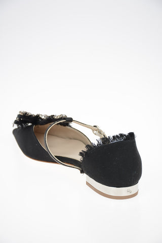 Coated Leather ANNADEA Ballet Flats with Jewel Detail