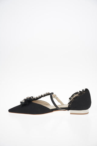 Coated Leather ANNADEA Ballet Flats with Jewel Detail