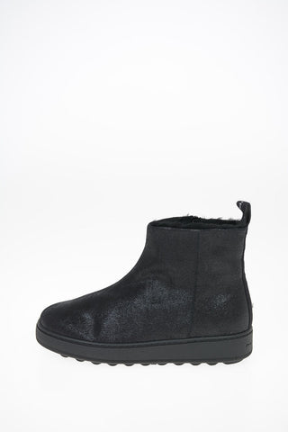 Glittered Shearling ANNECY Ankle Boots with Logoed Band