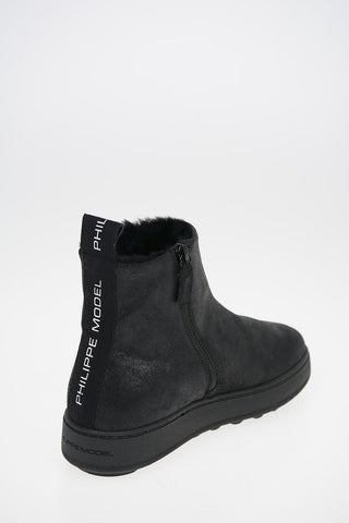 Glittered Shearling ANNECY Ankle Boots with Logoed Band