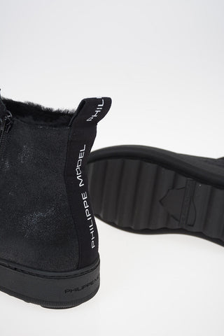 Glittered Shearling ANNECY Ankle Boots with Logoed Band