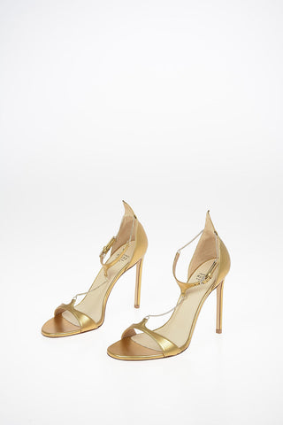 Metallic Leather Sandals with Jewel Ankle Strap 11cm