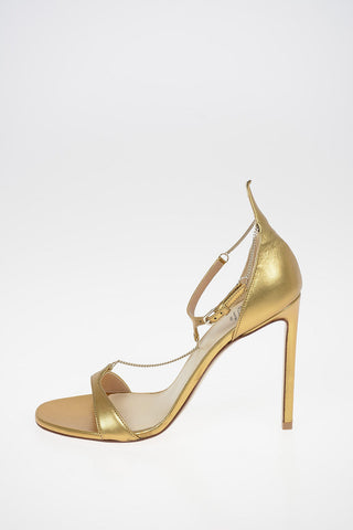 Metallic Leather Sandals with Jewel Ankle Strap 11cm