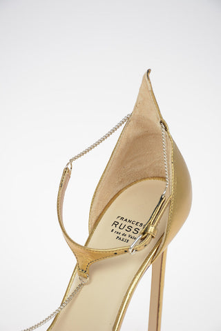 Metallic Leather Sandals with Jewel Ankle Strap 11cm