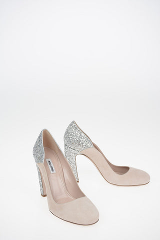 Suede Pumps with Glittery Details 10cm