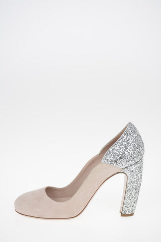 Suede Pumps with Glittery Details 10cm