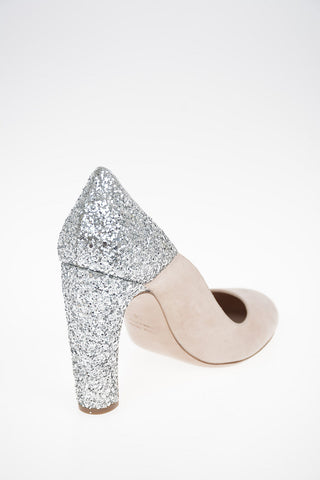 Suede Pumps with Glittery Details 10cm