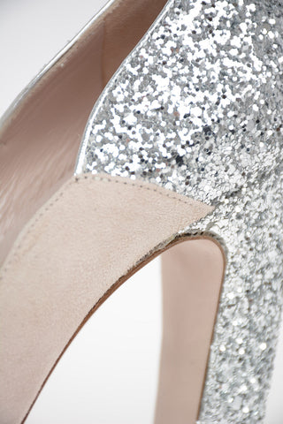 Suede Pumps with Glittery Details 10cm