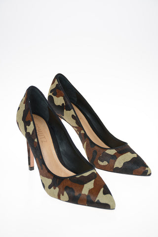 Camouflage Ponyskin Pumps 10cm