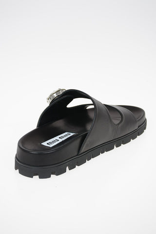 Soft Leather Slippers With Jewel Application
