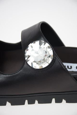 Soft Leather Slippers With Jewel Application
