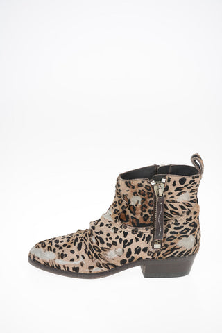 Distressed Leopard Printed Ponyskin VIAND Texan Boots