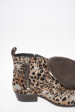 Distressed Leopard Printed Ponyskin VIAND Texan Boots