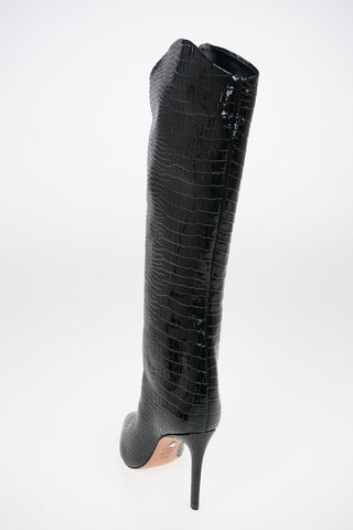 Croco Printed Patent Leather Knee High Boots 9cm