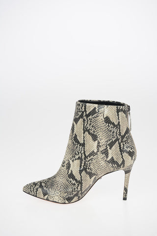 Python Printed Leather Booties with Stiletto Heel 9cm