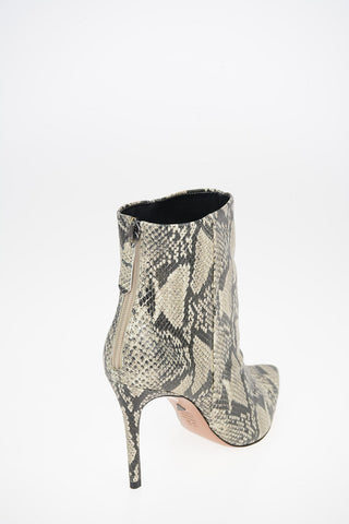 Python Printed Leather Booties with Stiletto Heel 9cm