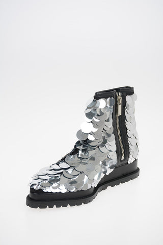 Zip Closure Sequined Booties