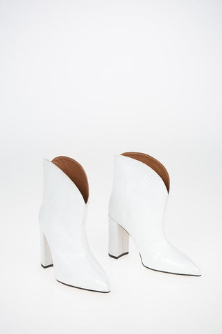 Crocodile Print Leather Texan Ankle Boots