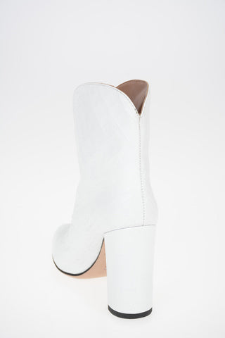 Crocodile Print Leather Texan Ankle Boots