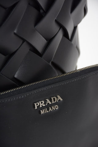 Braided Leather Bucket Bag