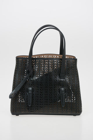 Laser Cut Leather MINA MINI Tote Bag with Removable Shoulder Strap