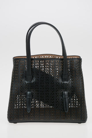 Laser Cut Leather MINA MINI Tote Bag with Removable Shoulder Strap