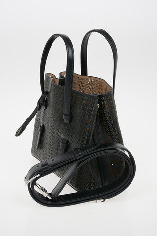 Laser Cut Leather MINA MINI Tote Bag with Removable Shoulder Strap
