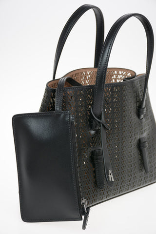 Laser Cut Leather MINA MINI Tote Bag with Removable Shoulder Strap