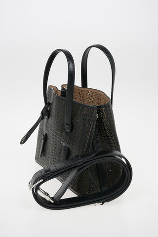 Laser Cut Leather MINA SMALL Tote Bag with Removable Shoulder Strap