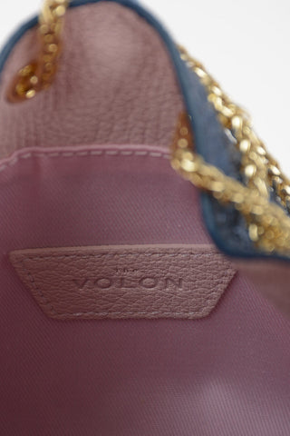 Leather and Velvet Evening Bag with Ostrich Feather Details
