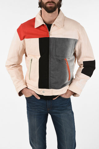 RED TAG Color Block denim jacket with Inner Pocket