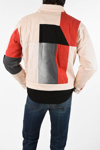 RED TAG Color Block denim jacket with Inner Pocket