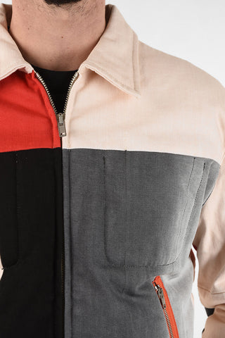 RED TAG Color Block denim jacket with Inner Pocket