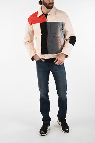 RED TAG Color Block denim jacket with Inner Pocket