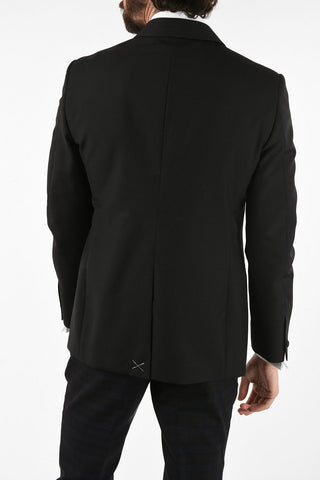 Wool 1 Button Blazer with Shawl Collar