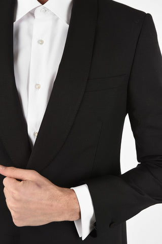 Wool 1 Button Blazer with Shawl Collar