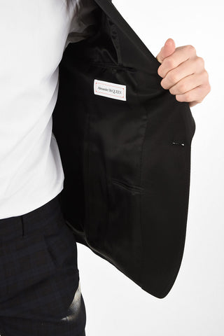 Wool 1 Button Blazer with Shawl Collar