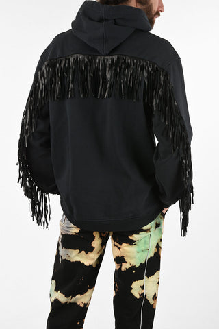 Hoodie MORNING WHITE DOVE with Leather Fringes