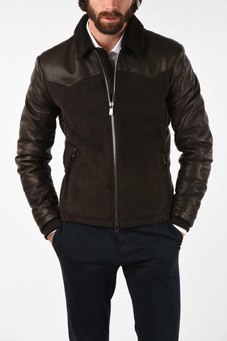 ID Suede leather outerwear jacket with Inner Down Padding