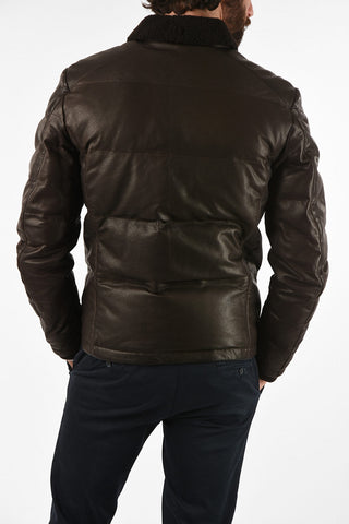 ID Suede leather outerwear jacket with Inner Down Padding