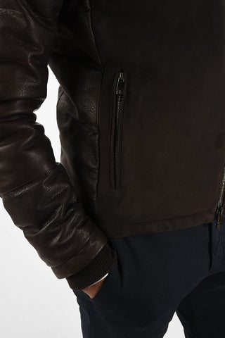 ID Suede leather outerwear jacket with Inner Down Padding