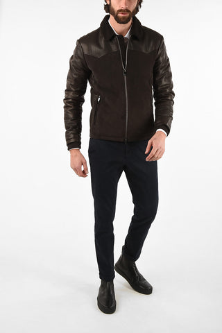 ID Suede leather outerwear jacket with Inner Down Padding