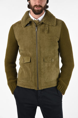 CC COLLECTION Shearling MERINO jacket with Knit Sleeve